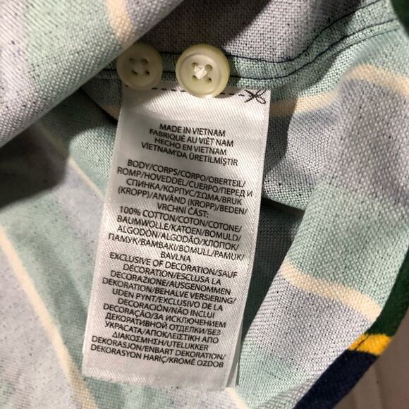 Polo Ralph Lauren mens XL classic fit green blue gold striped Oxford button up - Picture 8 of 10
